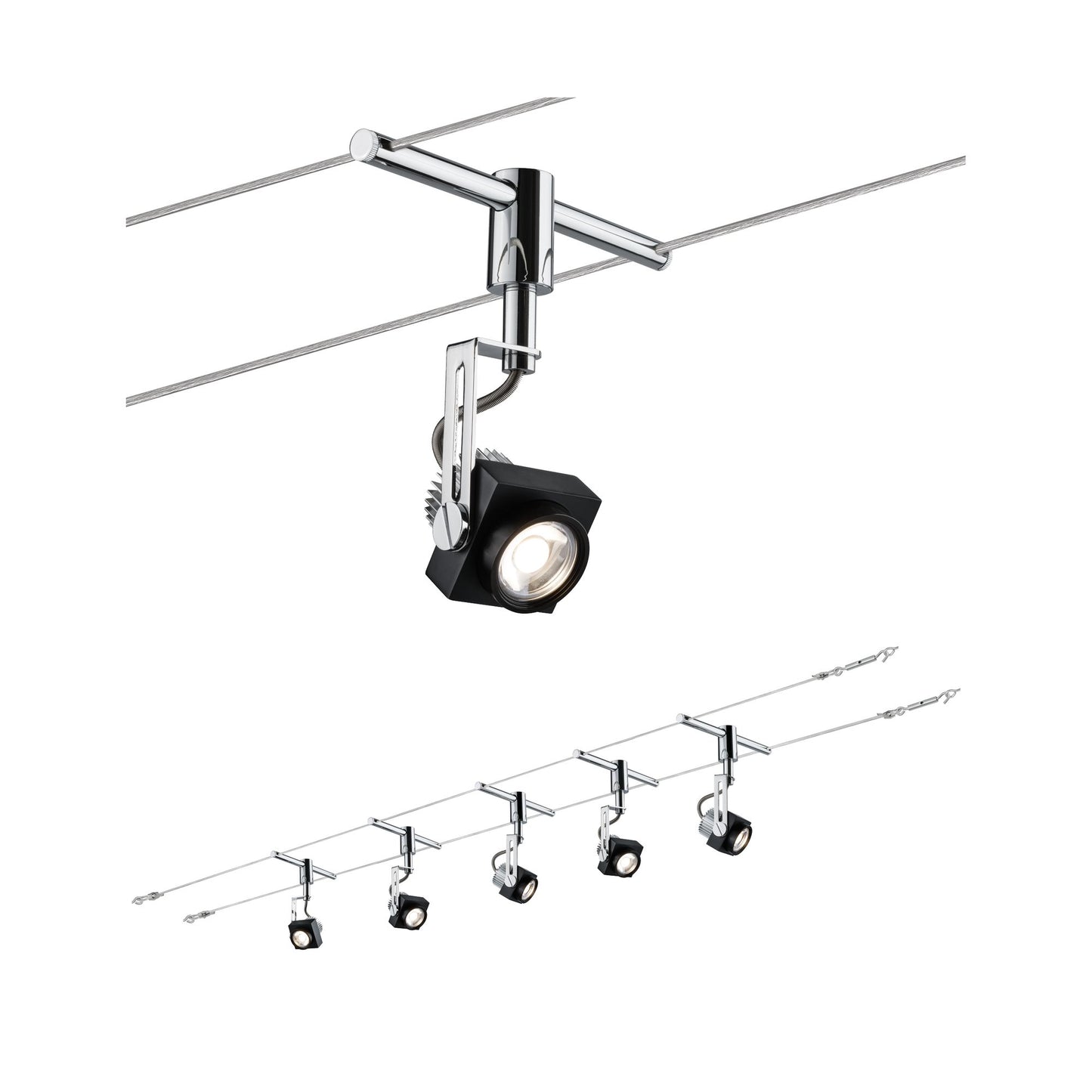 Paulmann Wire System Phase 5x5W Schwarz/Chrom 230/12V 36VA Metall