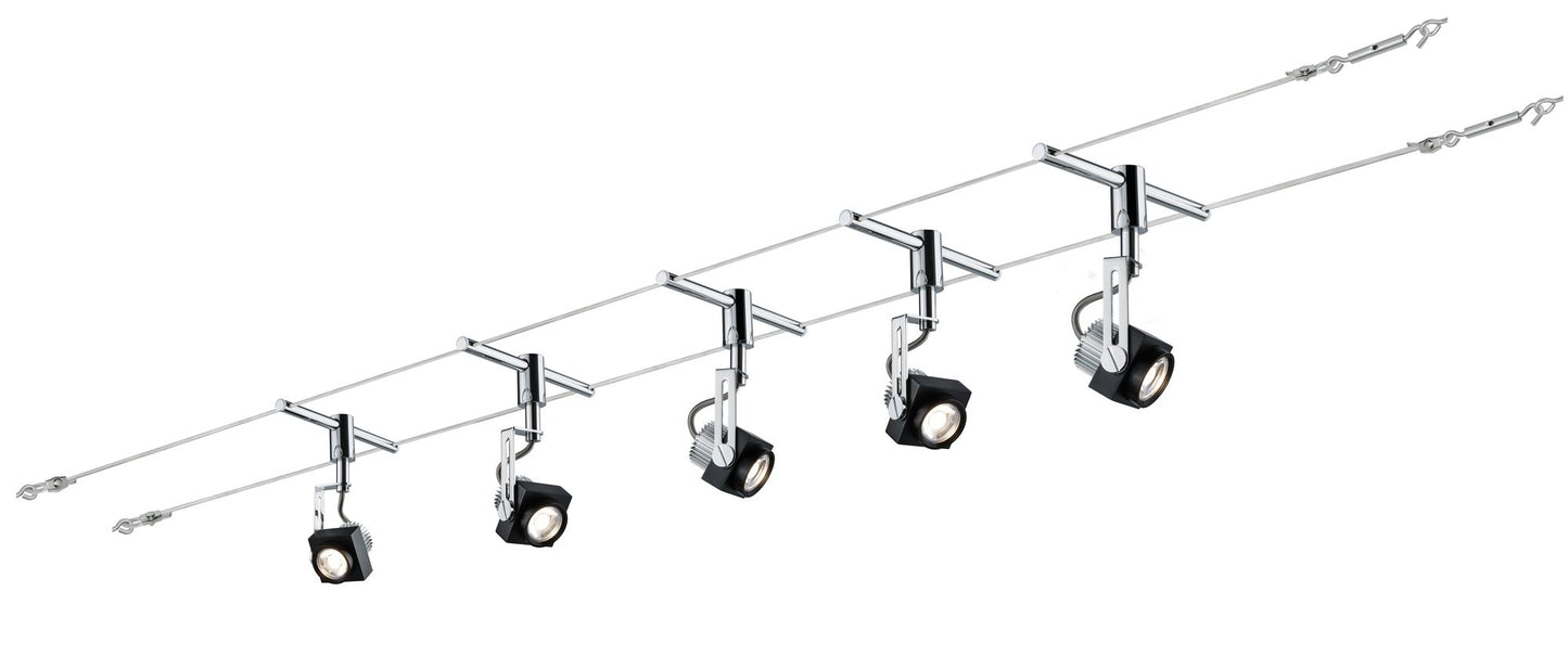 Paulmann Wire System Phase 5x5W Schwarz/Chrom 230/12V 36VA Metall