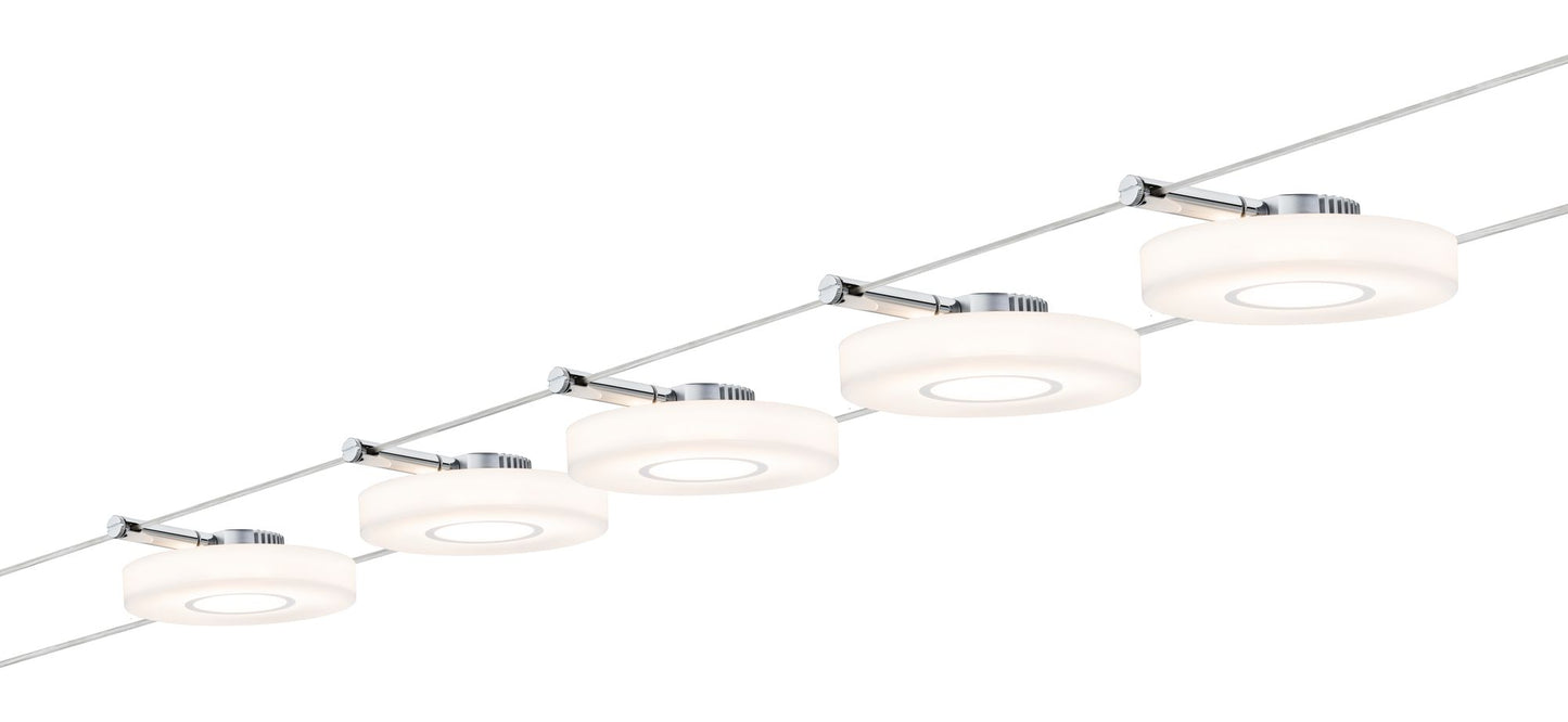 Paulmann Wire Systems DC Set DiscLED I 5x4W Chrom/Satin 230V/12V DC 36VA Metall