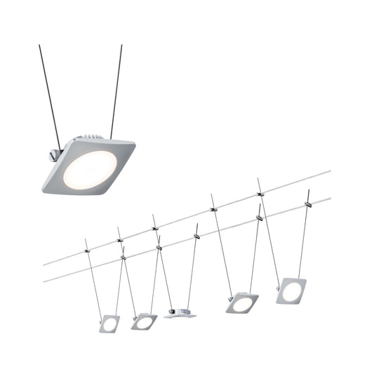 Paulmann Wire Systems DC Set QuadLED 5x4W Chrom matt 230V/12V DC 36VA Metall