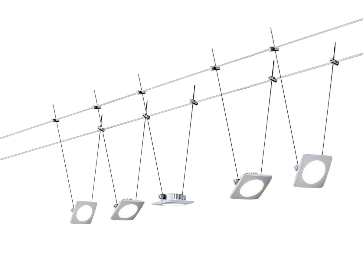 Paulmann Wire Systems DC Set QuadLED 5x4W Chrom matt 230V/12V DC 36VA Metall