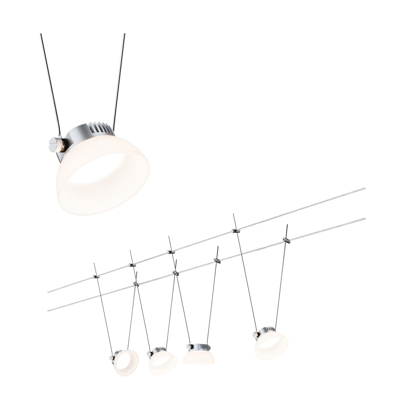 Paulmann Wire Systems DC Set IceLED I 4x4W Chrom matt/Weiß 230V/12V DC 36VA Metall