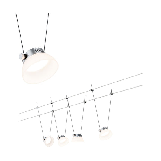 Paulmann Wire Systems DC Set IceLED I 4x4W Chrom matt/Weiß 230V/12V DC 36VA Metall