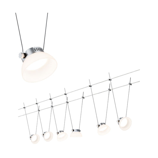 Paulmann Wire Systems DC Set IceLED I 6x4W Chrom matt/Weiß 230V/12V DC 36VA Metall