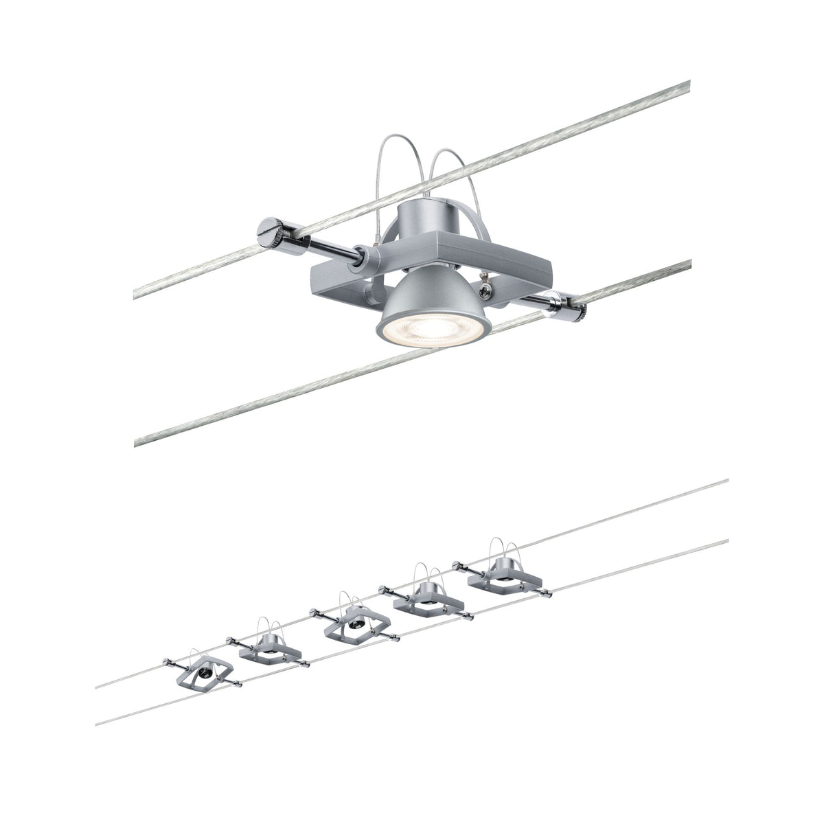 Paulmann WireSystem Set MacII max 5x10W GU5,3 Chrom matt 230/12V 60VA Metall/Kunststof