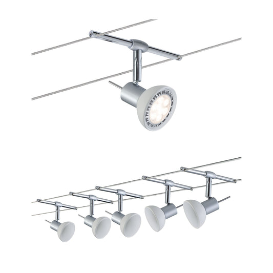 Paulmann WireSystem Set Sheela max 5x10W GU5,3 Chrom matt/Opal 230/12V 60VA Metall/Glas