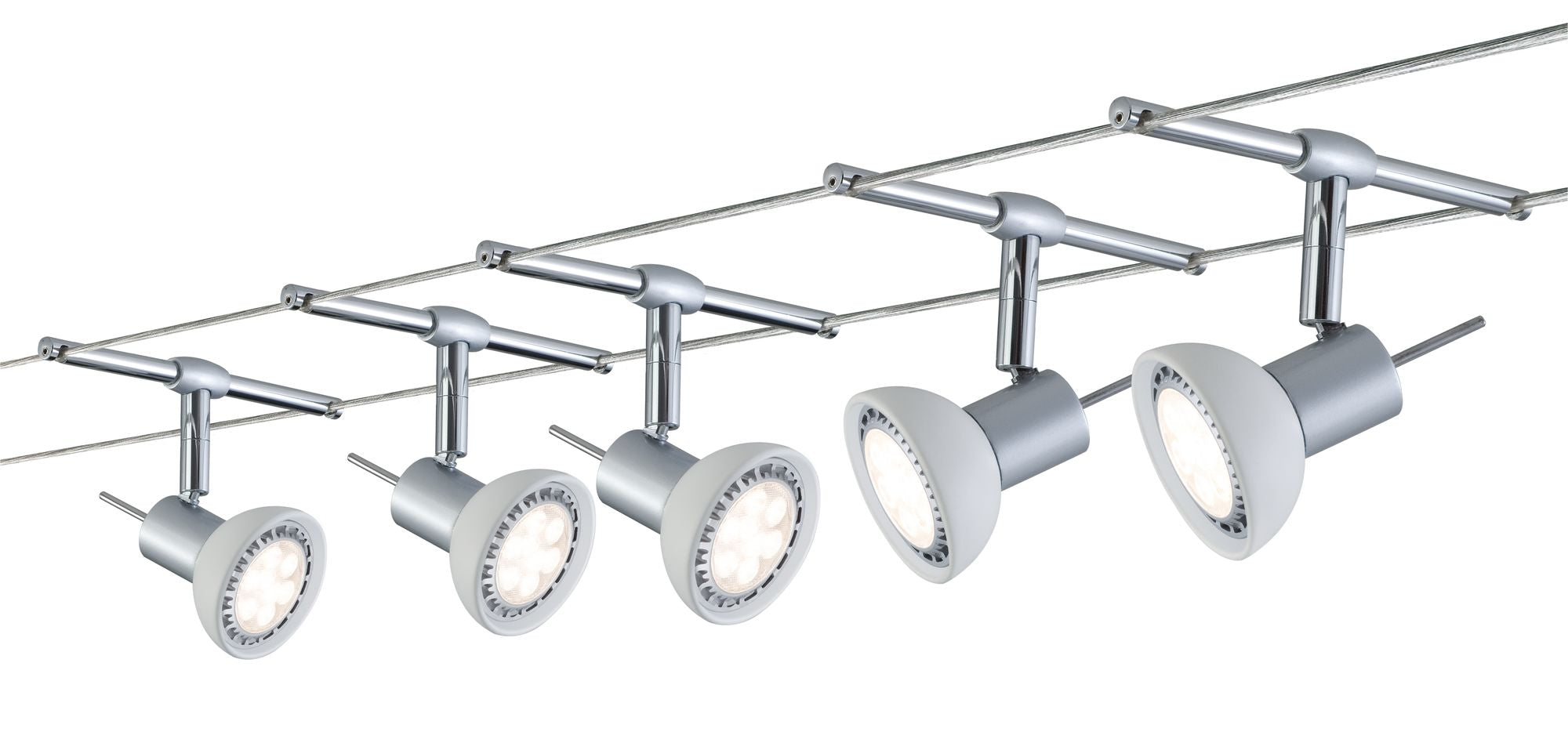 Paulmann WireSystem Set Sheela max 5x10W GU5,3 Chrom matt/Opal 230/12V 60VA Metall/Glas