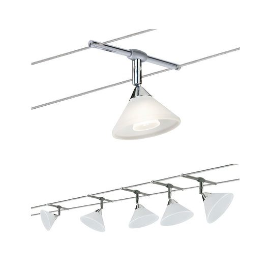 Paulmann WireSystem Colmar max 5x10W GU4 Chrom/Satin 230/12V 80VA Metall/Glas