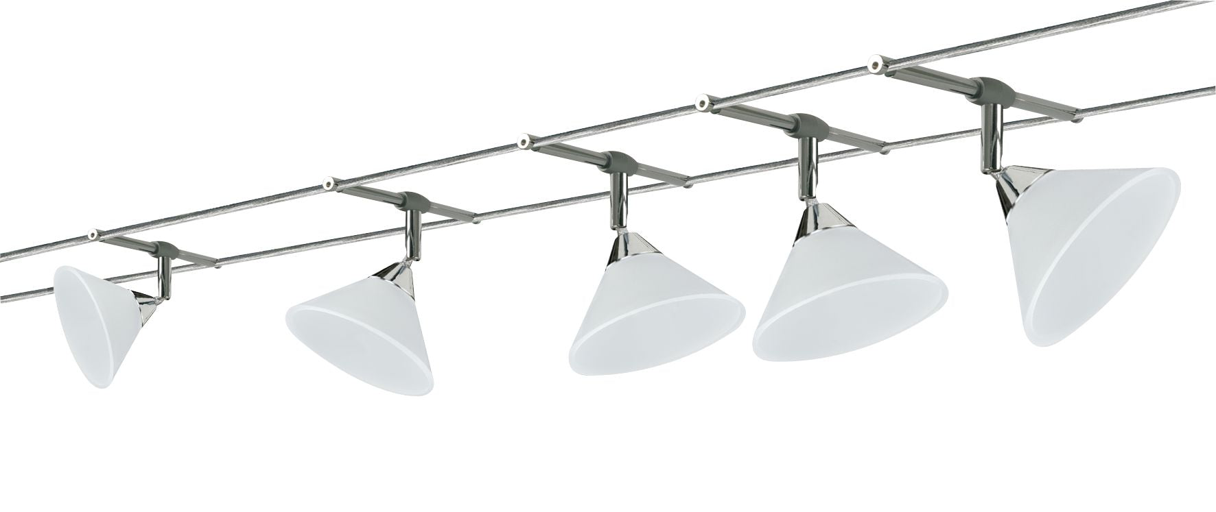 Paulmann WireSystem Colmar max 5x10W GU4 Chrom/Satin 230/12V 80VA Metall/Glas