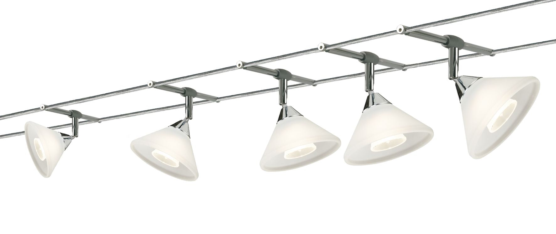 Paulmann WireSystem Colmar max 5x10W GU4 Chrom/Satin 230/12V 80VA Metall/Glas