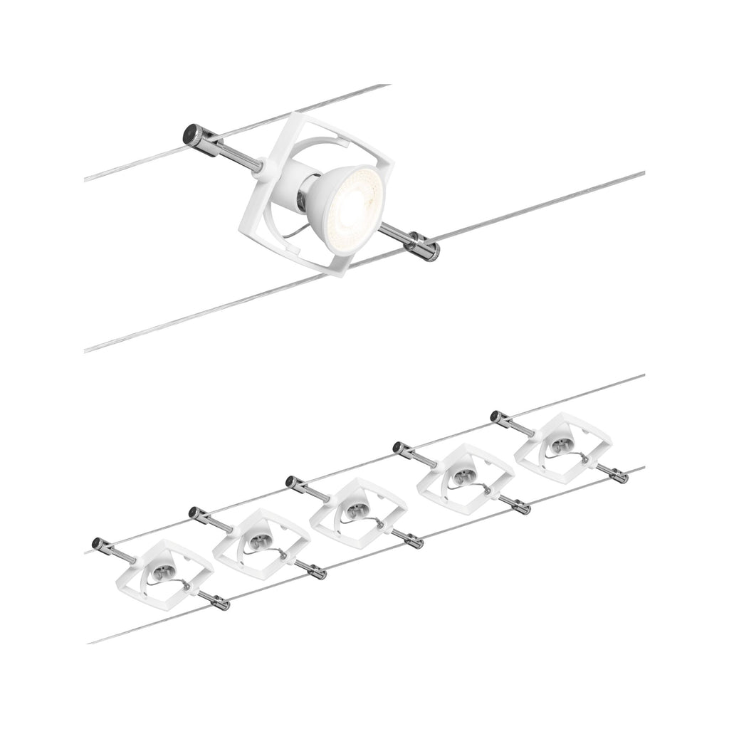 Paulmann Seilsystem TECH Weiß mit 5 Spots ohne Leuchtmittel, max. 10W GU5,3