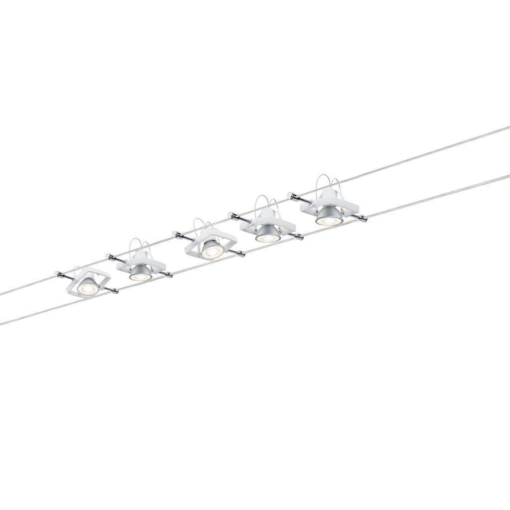 Paulmann Seilsystem TECH Weiß mit 5 Spots ohne Leuchtmittel, max. 10W GU5,3