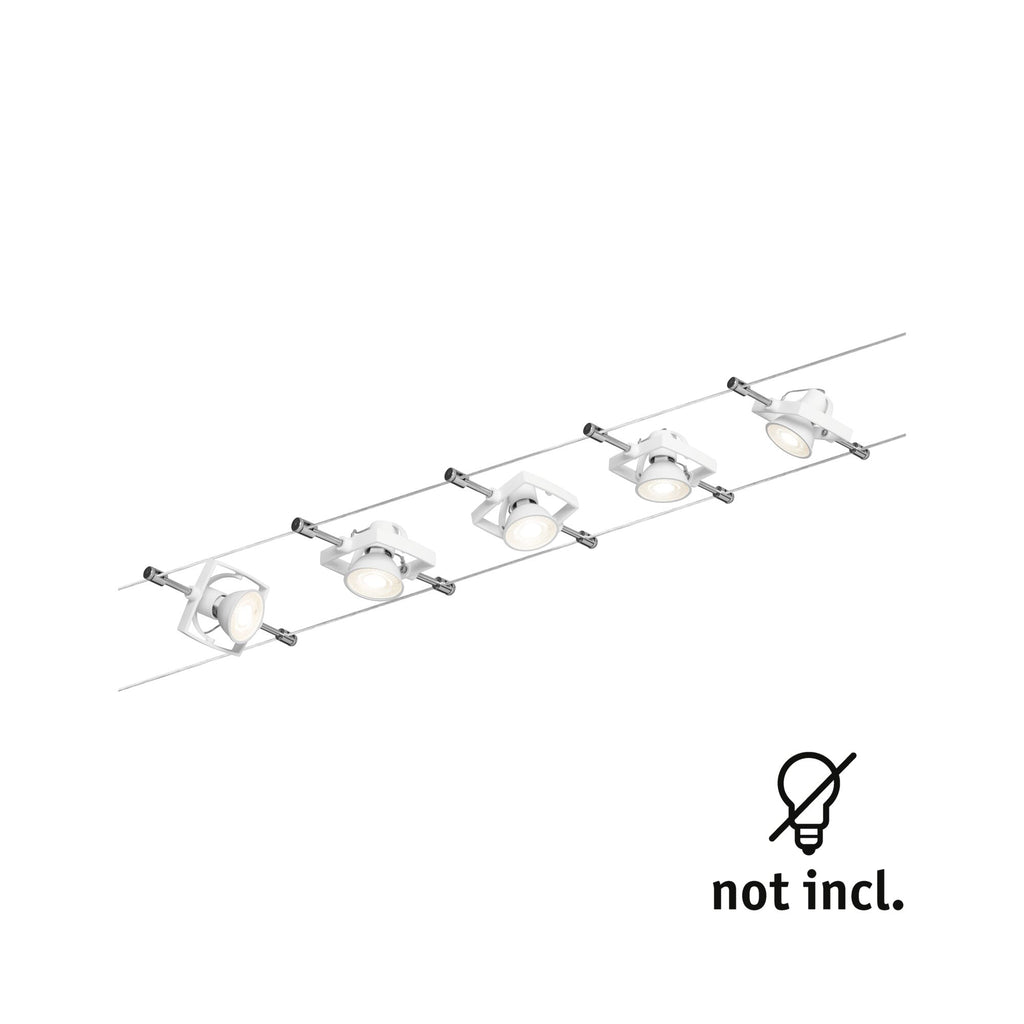 Paulmann Seilsystem TECH Weiß mit 5 Spots ohne Leuchtmittel, max. 10W GU5,3
