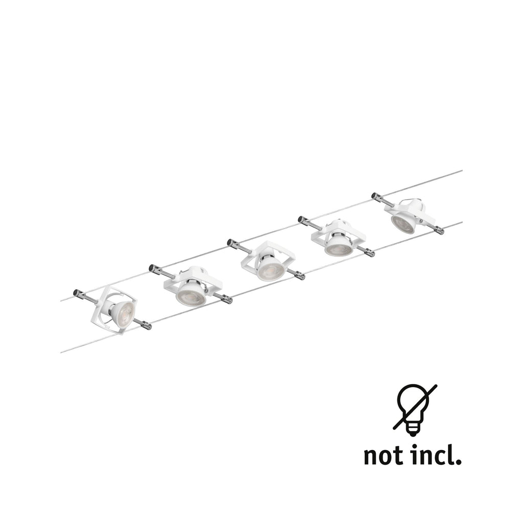 Paulmann Seilsystem TECH Weiß mit 5 Spots ohne Leuchtmittel, max. 10W GU5,3