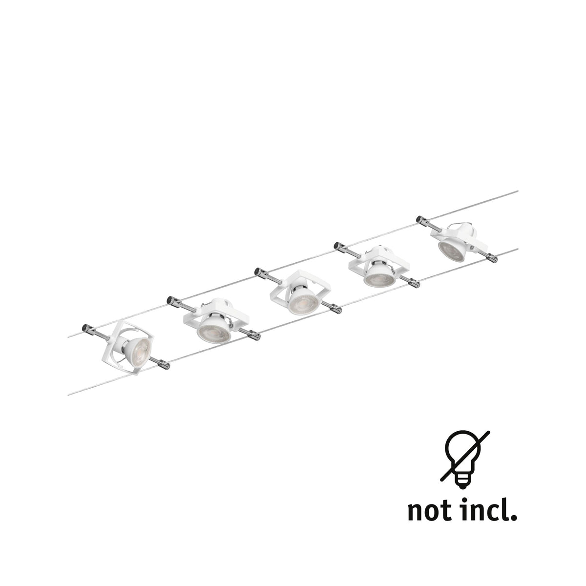 Paulmann Seilsystem TECH Weiß mit 5 Spots ohne Leuchtmittel, max. 10W GU5,3