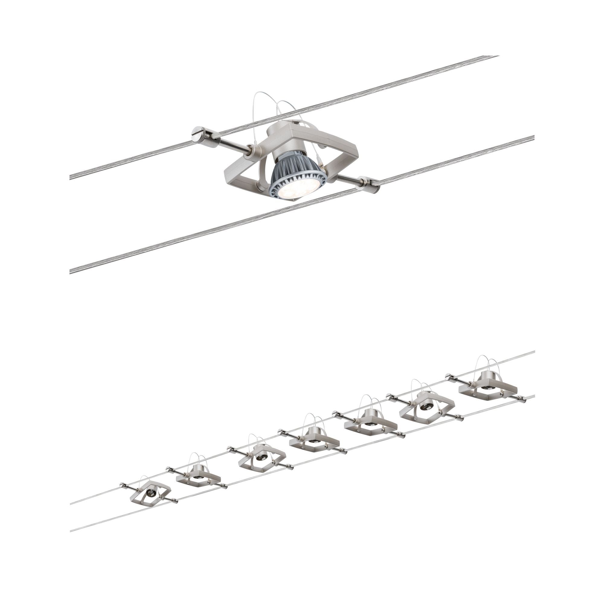 Paulmann Wire System Set MacII max 7x10W GU5,3 Nickel 230/12V 80VA Metall/Kunststoff