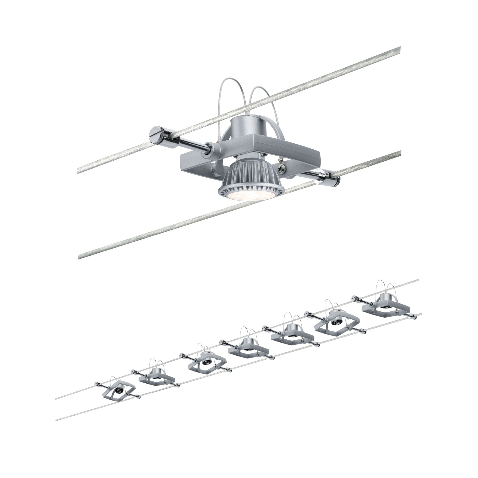 Paulmann Wire System Set MacII max 7x10W GU5,3 Chr-m 230/12V 80VA Metall/Kunststoff