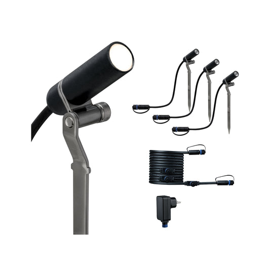 Paulmann Outdoor Plug & Shine Spot Plantini Basis Set 3000K 3x2,5W 24V 40° Anthrazit Alu