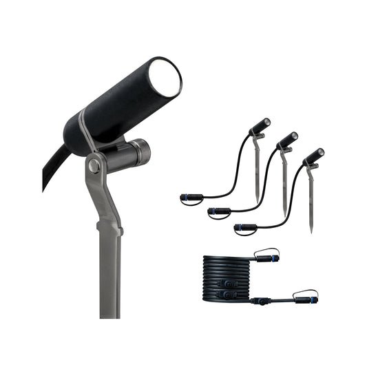 Paulmann Outdoor Plug & Shine Spot Plantini Erg. Set 3000K 3x2,5W 24V 40° Anthrazit Alu