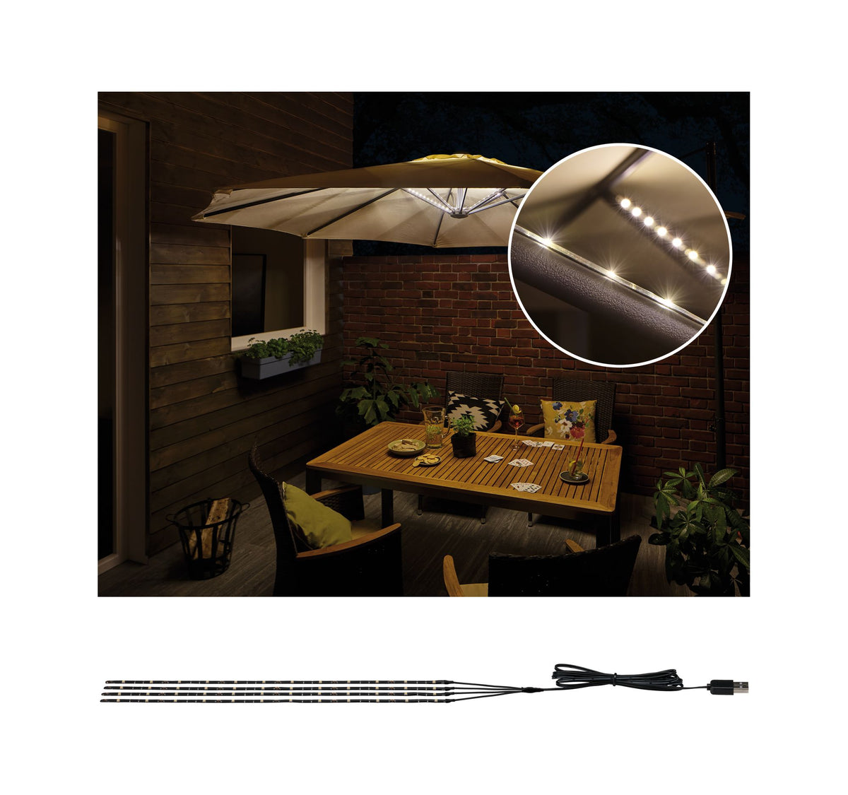 Paulmann Outdoor Mobile Parasol light 3000K 4x0,4m