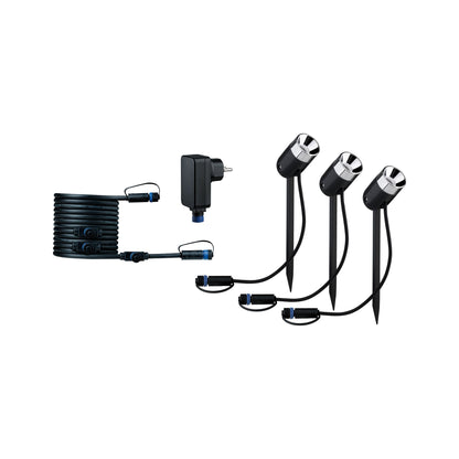 Paulmann Plug & Shine Basisset Erdspieß Pike IP65 3000K 3x3,5W dimmbar