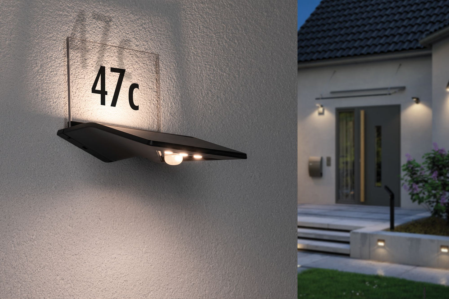Paulmann Outdoor Solar Hausnummernleuchte Yoko Anthrazit mit Bewegungsmelder 3000K 42lm