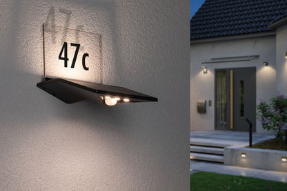 Paulmann Outdoor Solar Hausnummernleuchte Yoko Anthrazit mit Bewegungsmelder 3000K 42lm