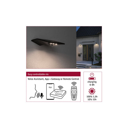Paulmann Outdoor Solar Wandleuchte Yoko ZigBee IP44 3000K 150lm Anthrazit
