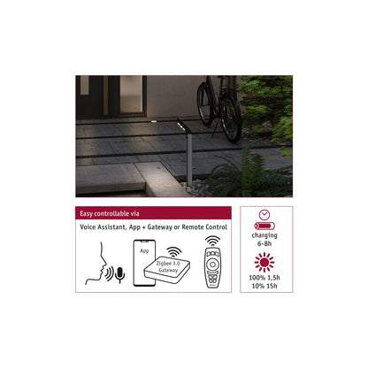 Paulmann Outdoor Solar Pollerleuchte Soley ZigBee IP44 3000K 150lm Anthrazit