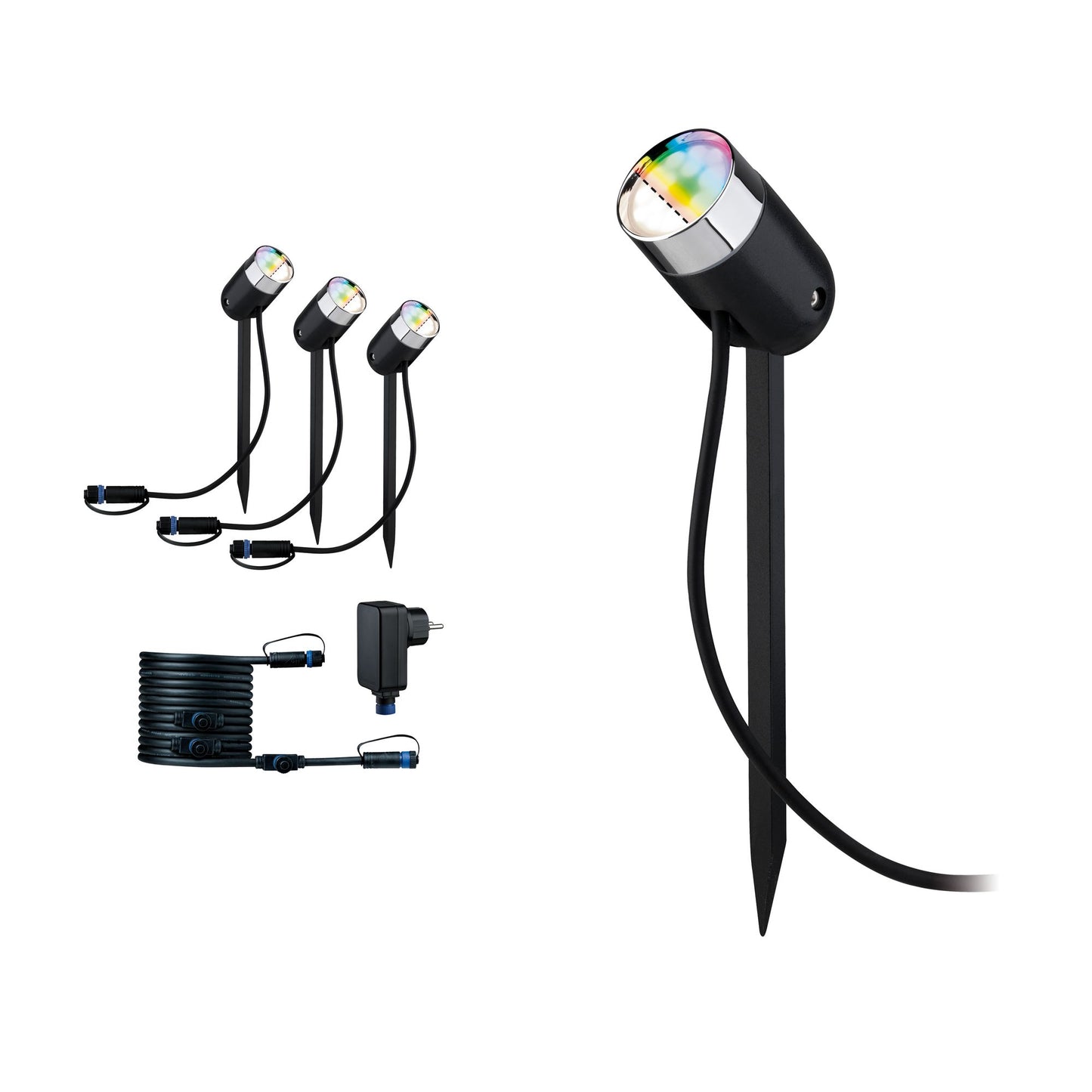 Paulmann Smart Home Zigbee Plug & Shine Basisset Spot Pike RGBW 3x4W 24V 40° IP44 Anthrazit