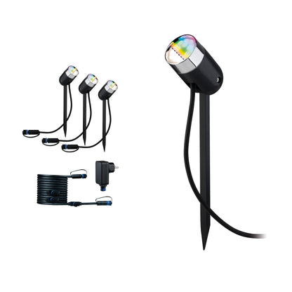 Paulmann Smart Home Zigbee Plug & Shine Basisset Spot Pike RGBW 3x4W 24V 40° IP44 Anthrazit