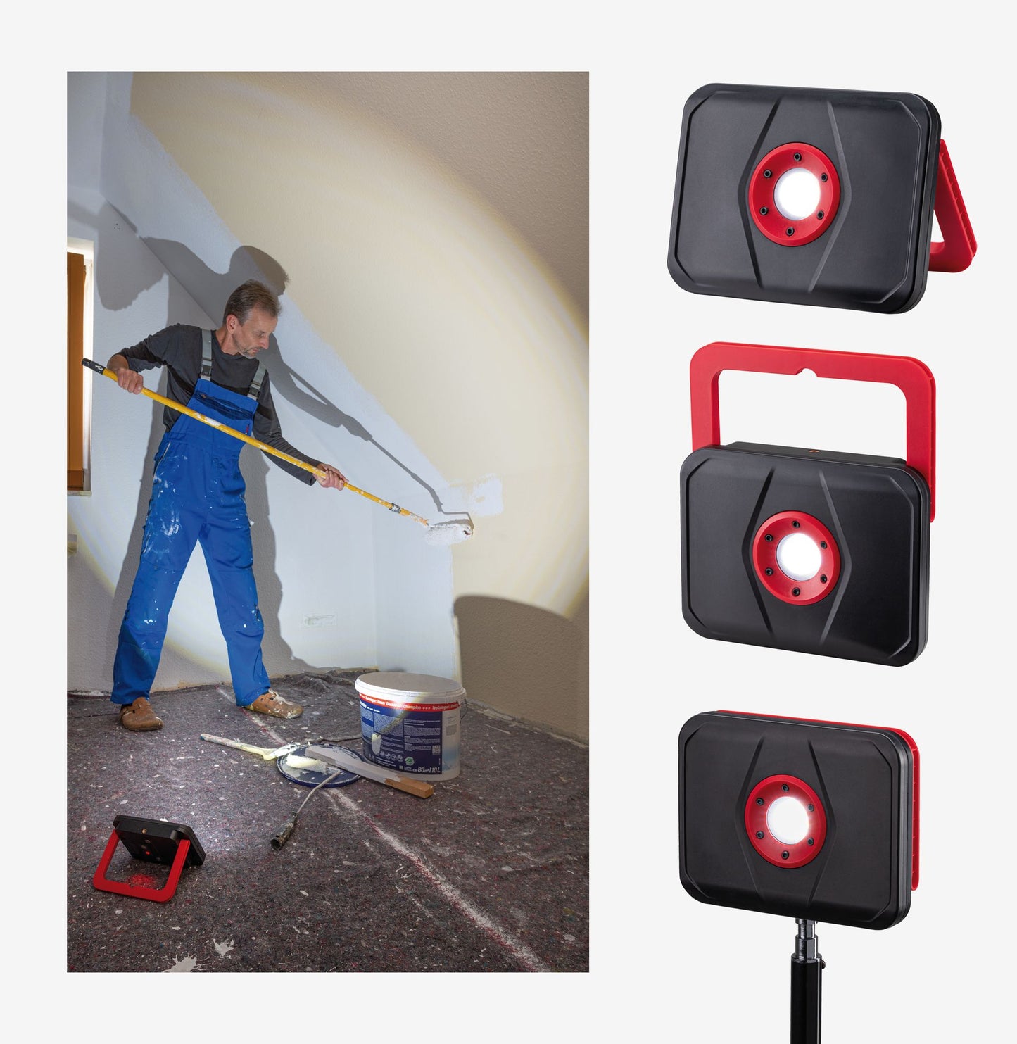 Paulmann Mobile Akku-Arbeitsleuchte Worklight 15W 6500 K Dimmbar Schwarz/Rot