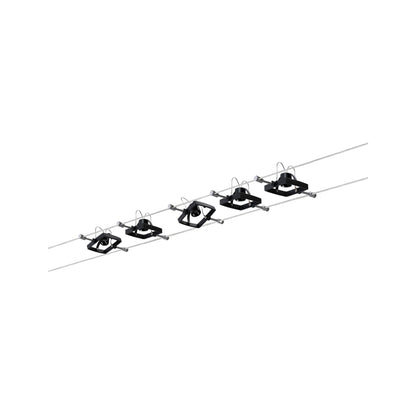 Paulmann Seilsystem Set Mac II Schwarz matt mit 5 Spots ohne Leuchtmittel, max. 10W GU5,3