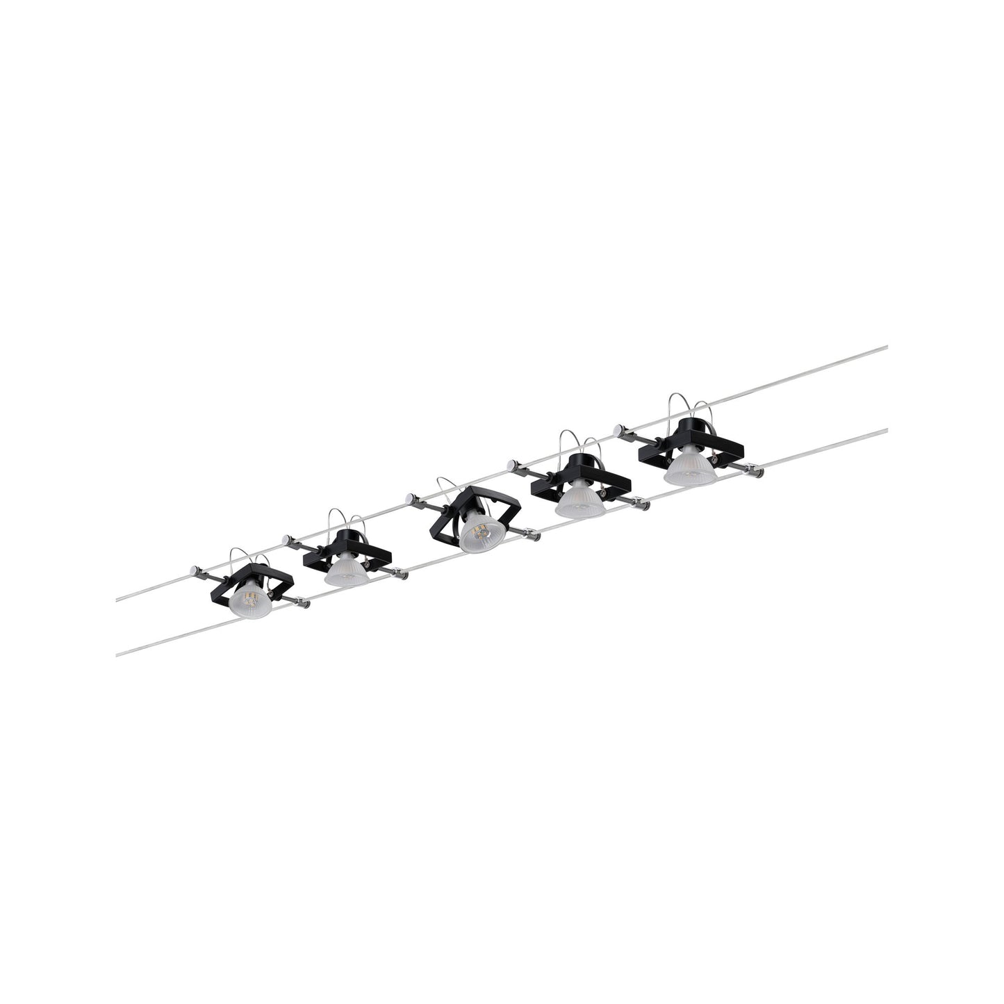 Paulmann Seilsystem Set Mac II Schwarz matt mit 5 Spots ohne Leuchtmittel, max. 10W GU5,3
