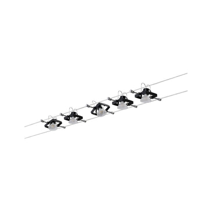 Paulmann Seilsystem Set Mac II Schwarz matt mit 5 Spots ohne Leuchtmittel, max. 10W GU5,3