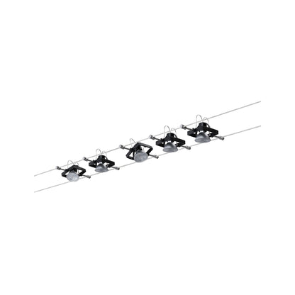 Paulmann Seilsystem Set Mac II Schwarz matt mit 5 Spots ohne Leuchtmittel, max. 10W GU5,3