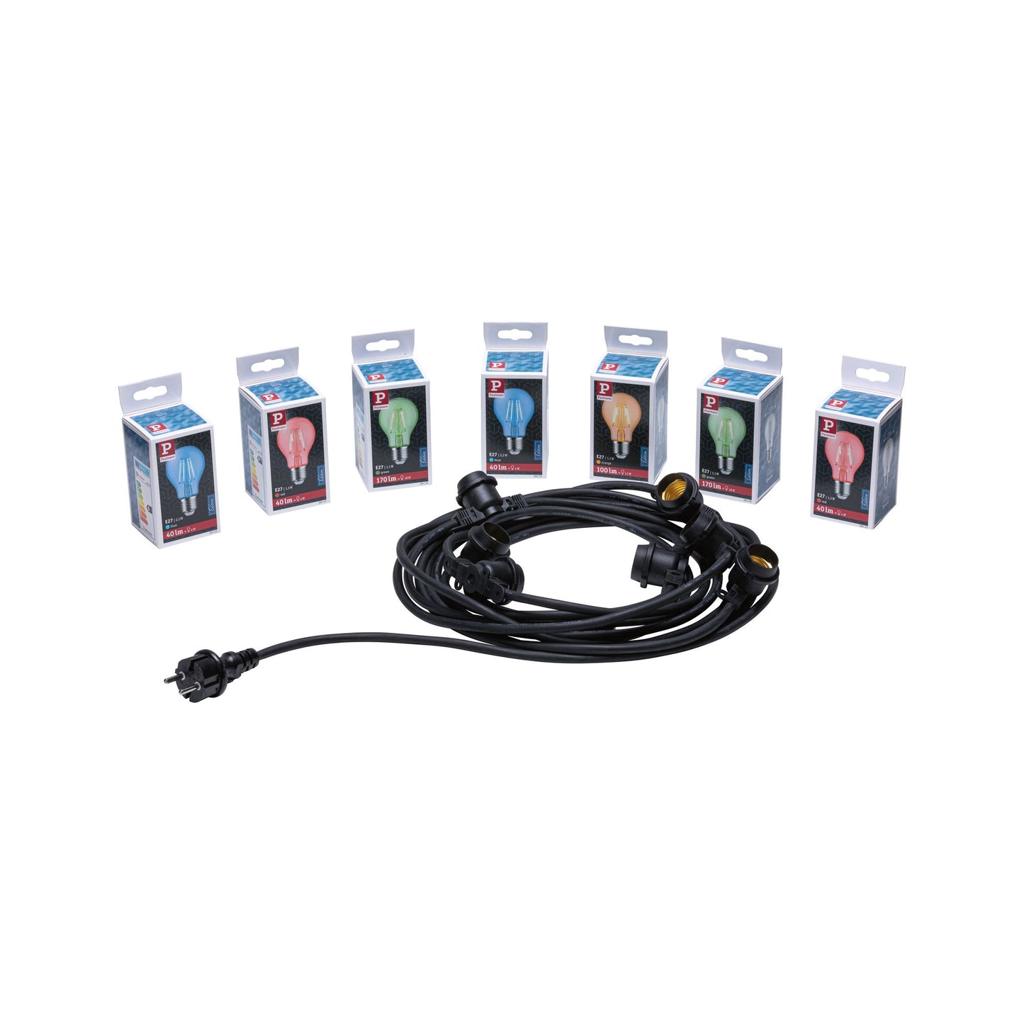 Paulmann Outdoor Lichterkette 230V IP44 7xE27 8,5m schwarz