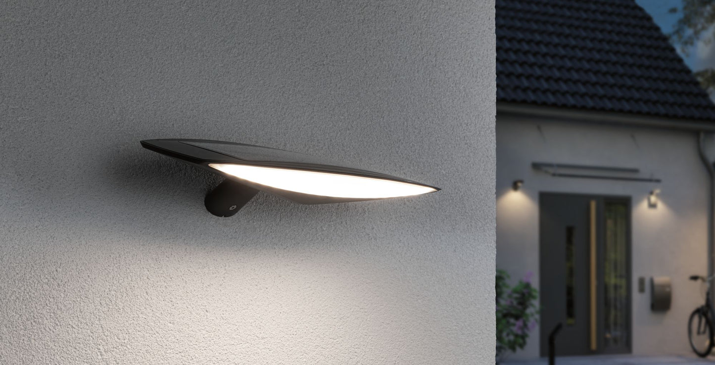Paulmann Outdoor Solar Wandleuchte Kiran IP44 3000K 600lm Bewegungsmelder Anthrazit