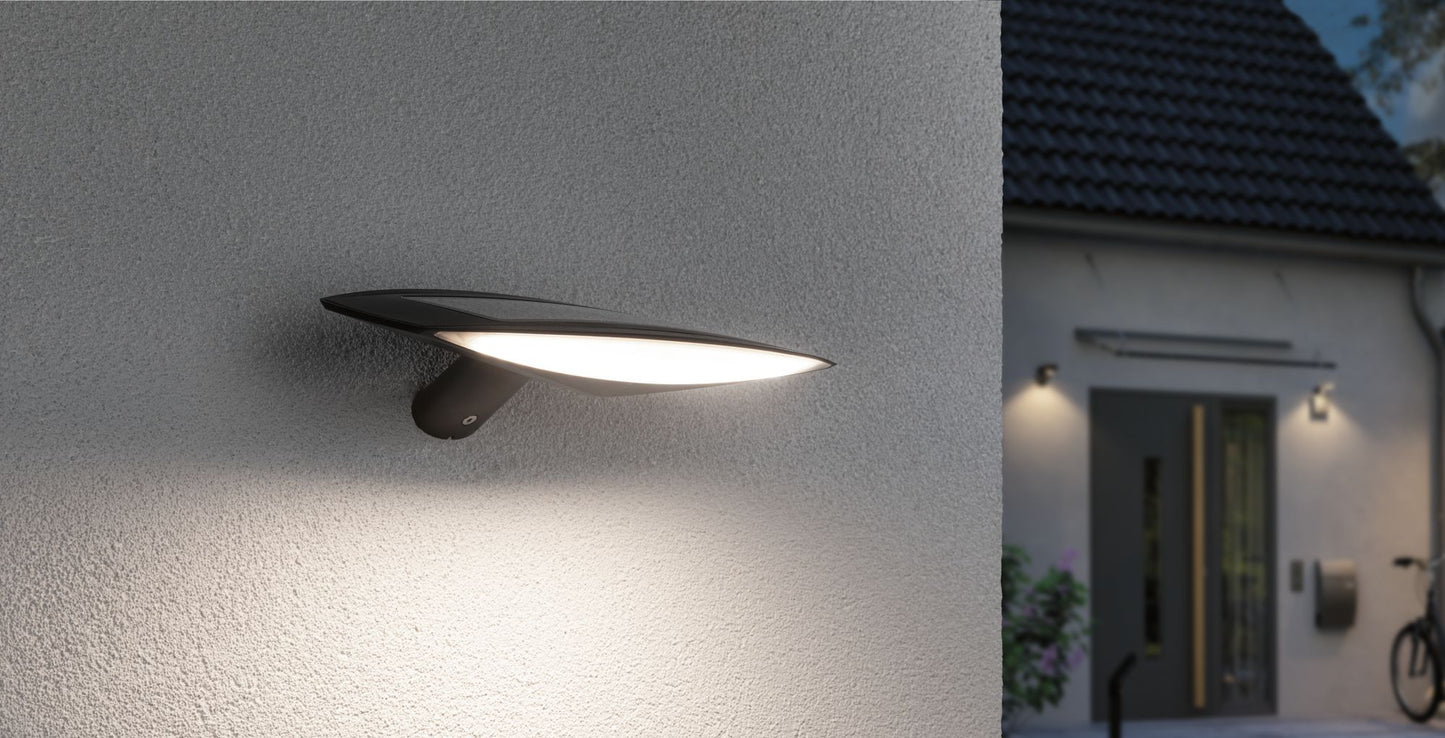 Paulmann Outdoor Solar Wandleuchte Kiran IP44 3000K 400lm Bewegungsmelder Anthrazit