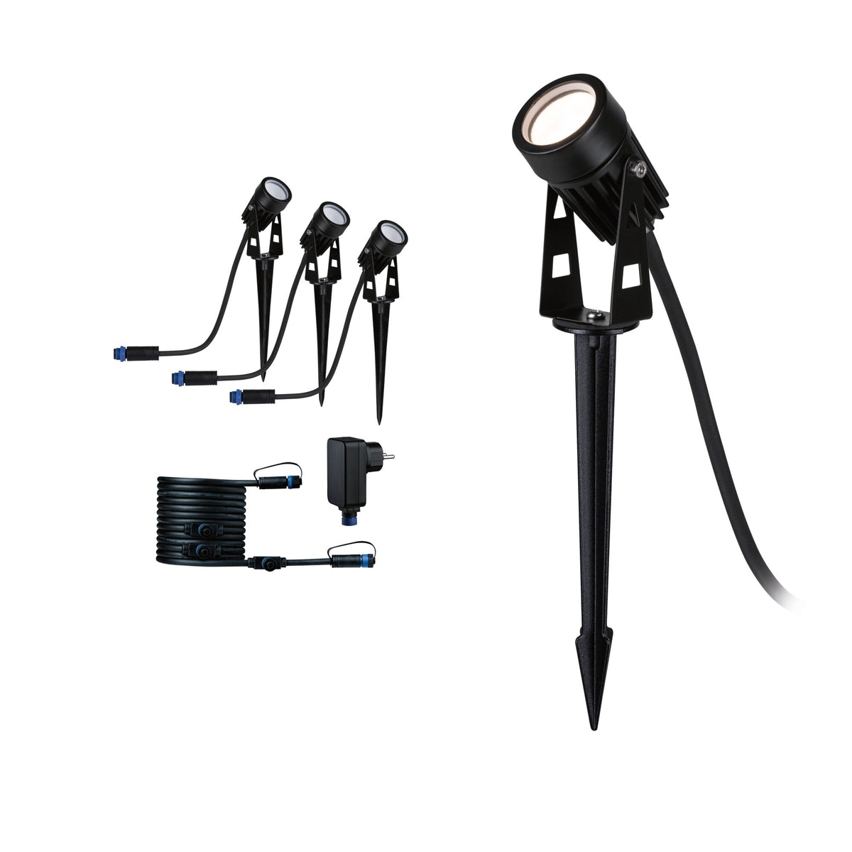 Paulmann Plug & Shine Basisset Spotleuchte IP65 2W Warmweiß inkl. Kabel, Trafo und Spot