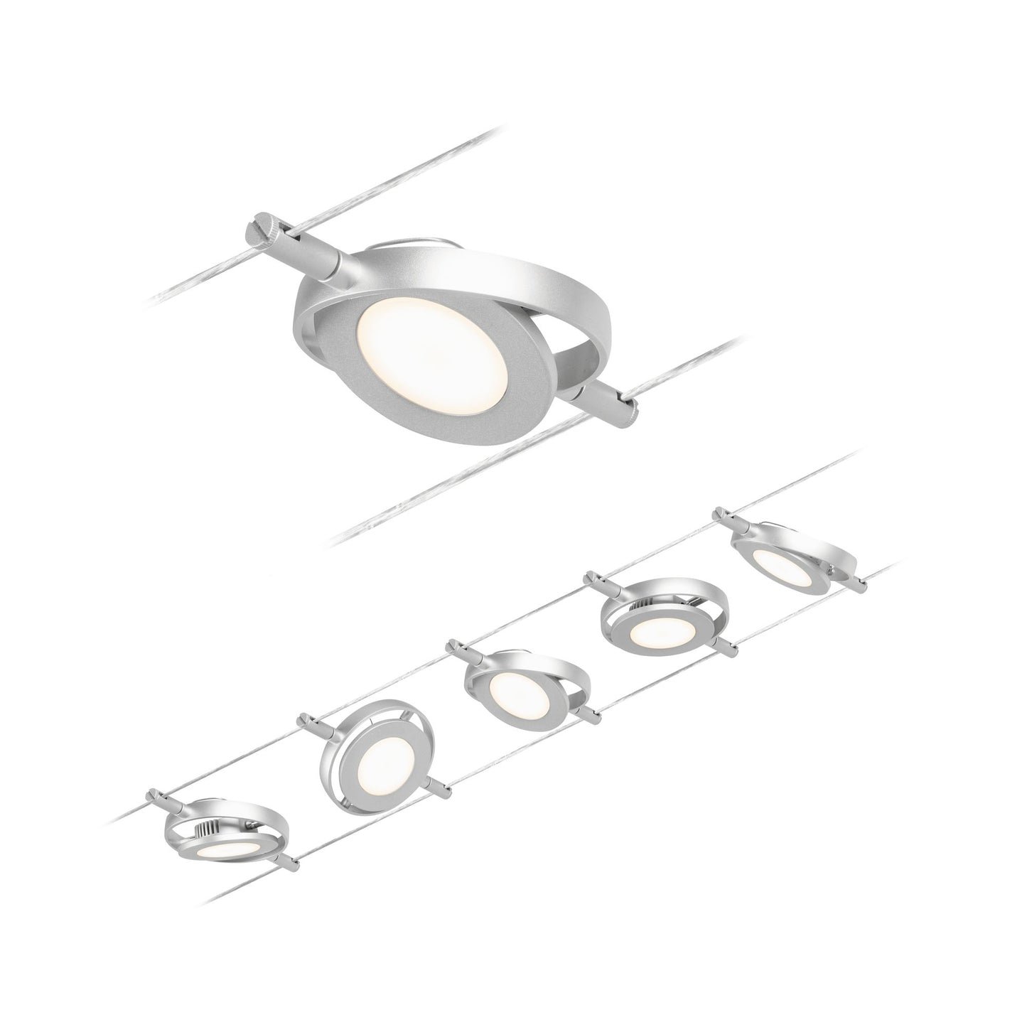 Paulmann Seilsystem Set RoundMac Chrom matt#Chrom max. 5x4,5W ohne Leuchtmittel DC