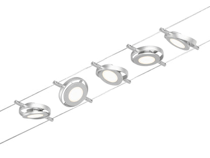 Paulmann Seilsystem Set RoundMac Chrom matt#Chrom max. 5x4,5W ohne Leuchtmittel DC