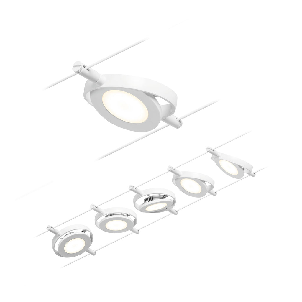 Paulmann Seilsystem Set RoundMac Weiß#Chrom max. 5x4,5W 5 Spots DC