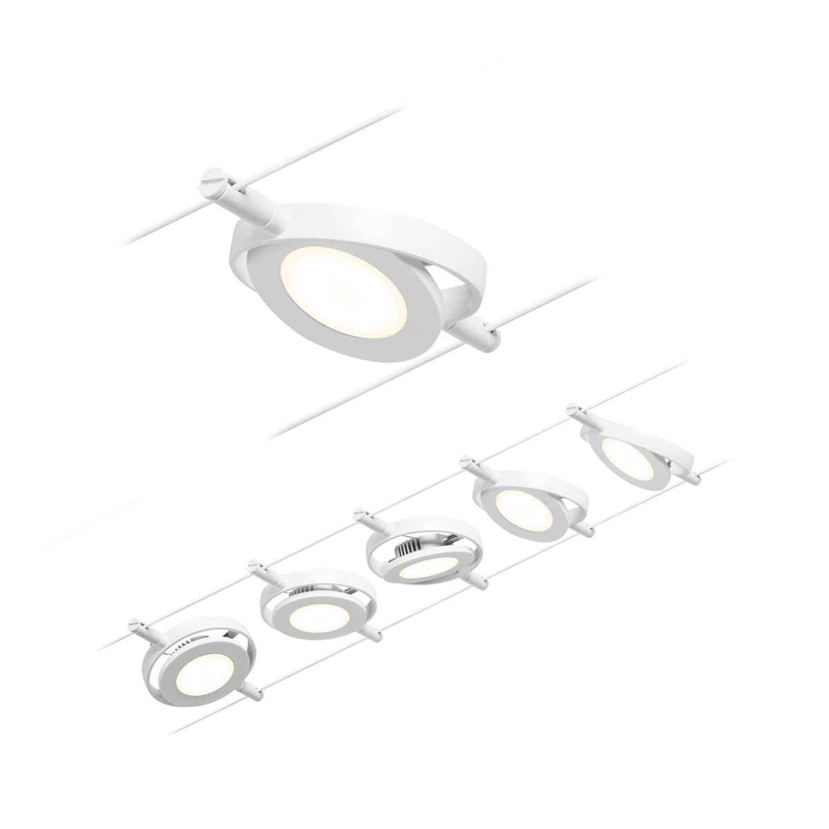 Paulmann Seilsystem Set RoundMac Weiß#Chrom max. 5x4,5W 5 Spots DC
