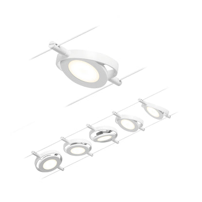 Paulmann Seilsystem Set RoundMac Weiß#Chrom max. 5x4,5W 5 Spots DC