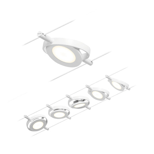 Paulmann Seilsystem Set RoundMac Weiß#Chrom max. 5x4,5W 5 Spots DC