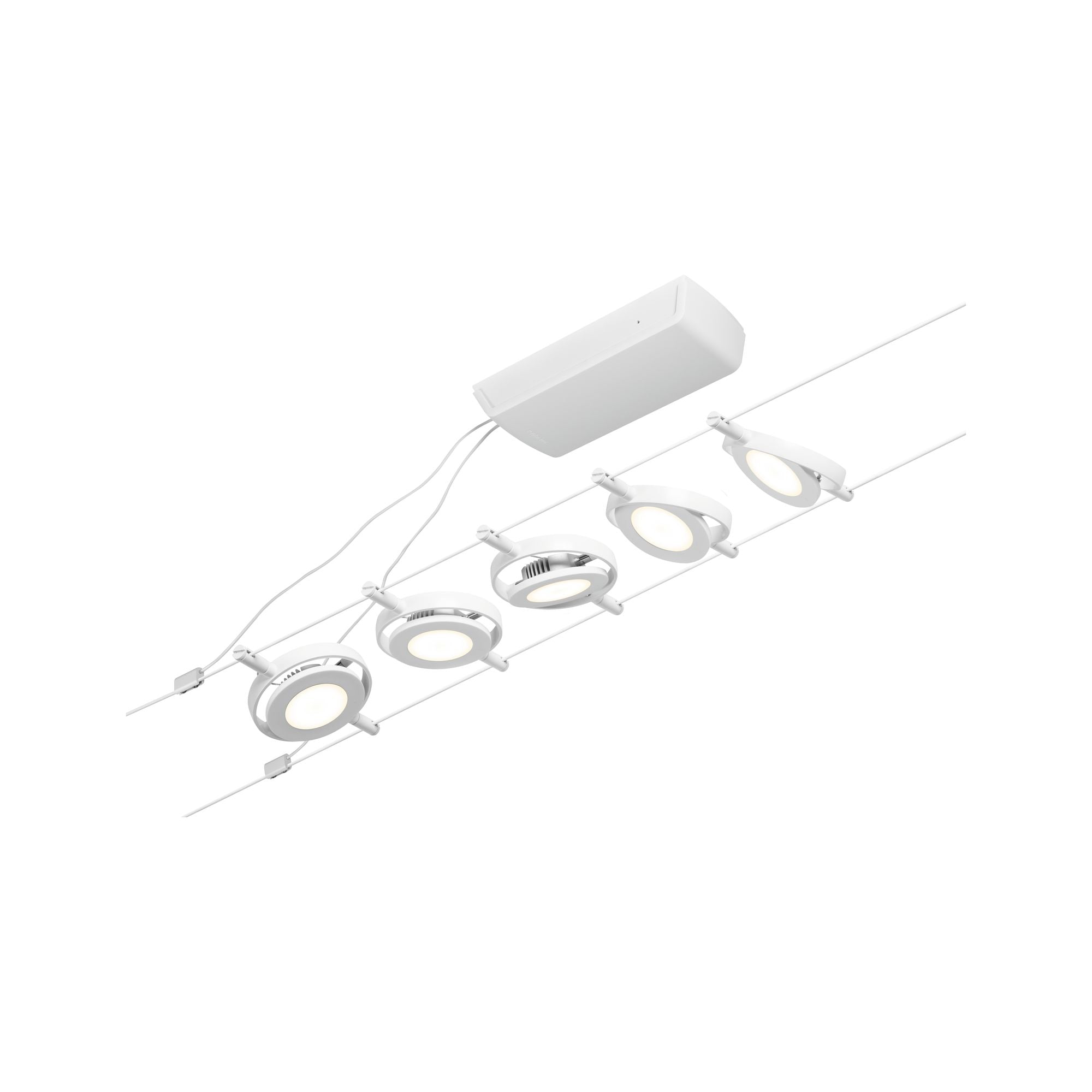 Paulmann Seilsystem Set RoundMac Weiß#Chrom max. 5x4,5W 5 Spots DC