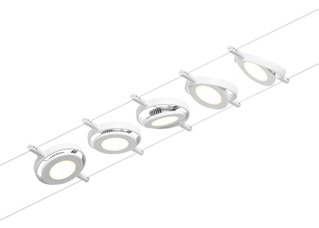Paulmann Seilsystem Set RoundMac Weiß#Chrom max. 5x4,5W 5 Spots DC
