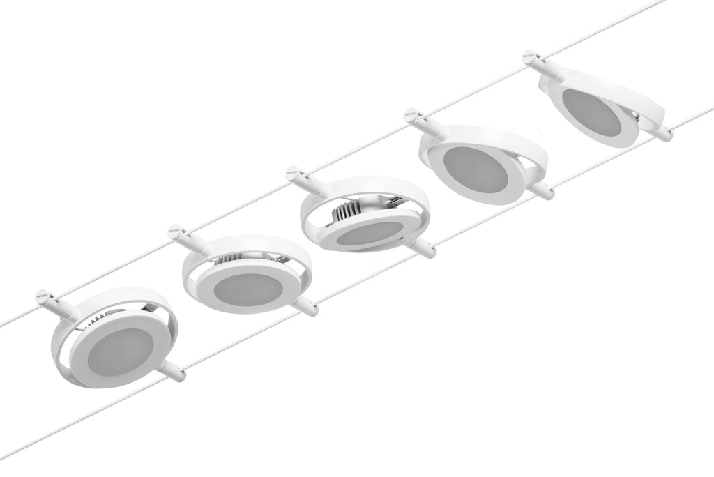 Paulmann Seilsystem Set RoundMac Weiß#Chrom max. 5x4,5W 5 Spots DC