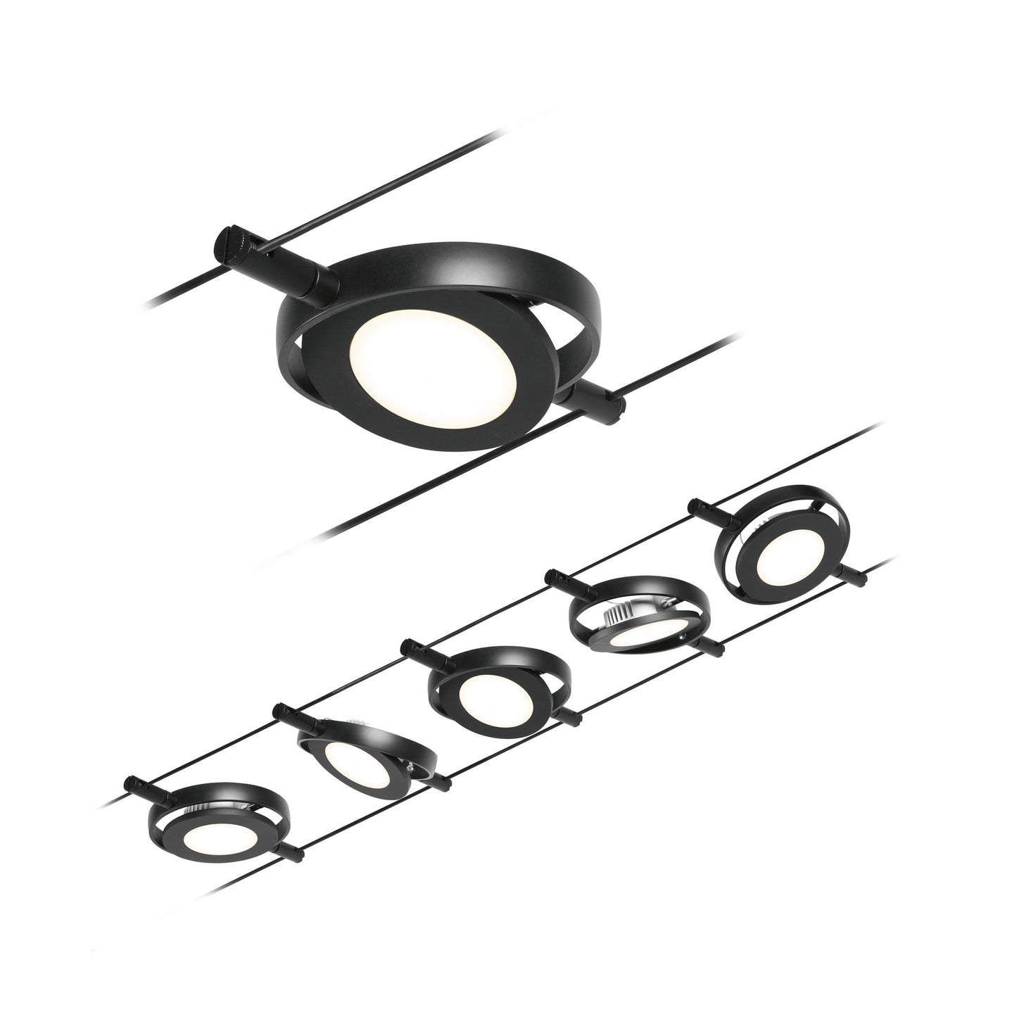 Paulmann Seilsystem Set RoundMac Schwarz matt#Chrom max. 5x4,5W